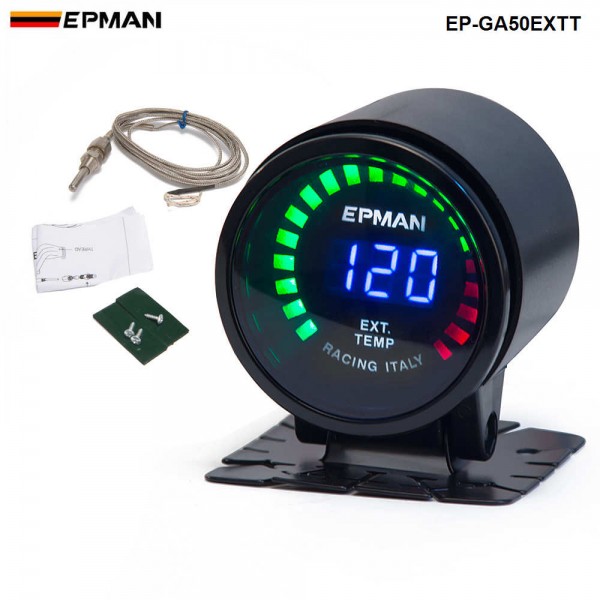 New ! Epman Racing 2" 52mm Smoked Digital Color Analog LED Exhaust Gas